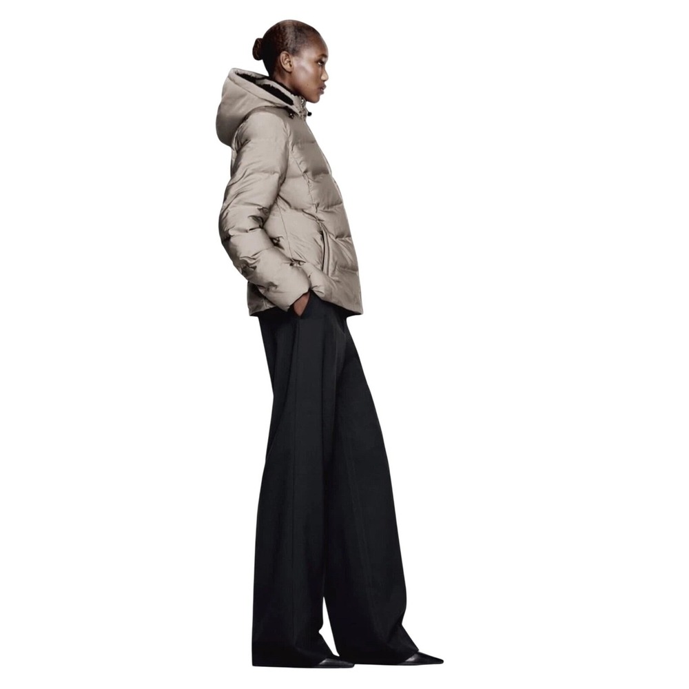 NWT ZARA WATER AND WIND PROTECTION SHORT QUILTED ANORAK SIZE LARGE - Picture 3 of 11